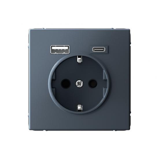 РОЗЕТКА 16 А с 2 USB А+С 1 порт 20 А5 А   Грифель