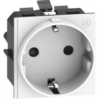 KW4141A - LIVING NOW. Розетка немецкого стандарта 2К+З 16А автоматические клеммы 2 модуля.Цвет Белый.