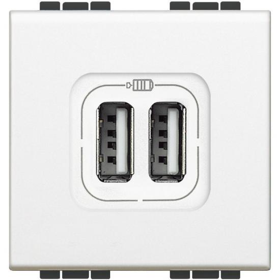 LL разъем д/зарядки 2хUSB бел