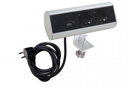 Настольный розеточный блок Ovaledesign в сборе: 2х220V, USB Type A+C, кабель