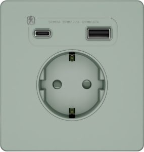 Розетка с заземлением и шторками System Electric Infinity 16А+ USB A+С 20Вт,  таежное утро FSE000832