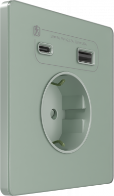 Розетка с заземлением и шторками System Electric Infinity 16А+ USB A+С 20Вт,  таежное утро FSE000832