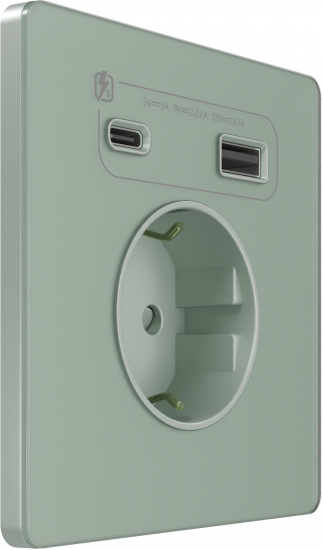 Розетка с заземлением и шторками System Electric Infinity 16А+ USB A+С 20Вт,  таежное утро FSE000832