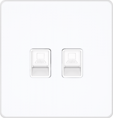 Розетка компьютерная двойная System Electric Infinity RJ45 6A кат., арктический лед FSE000188