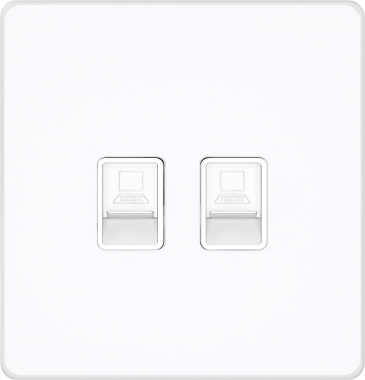 Розетка компьютерная двойная System Electric Infinity RJ45 6A кат., арктический лед FSE000188