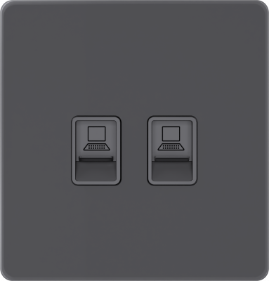 Розетка компьютерная двойная System Electric Infinity RJ45 5 кат., вулканический пепел FSE000785