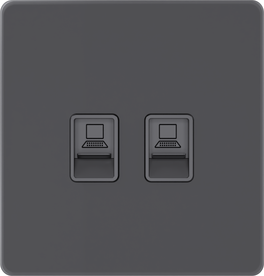 Розетка компьютерная двойная System Electric Infinity RJ45 5 кат., вулканический пепел FSE000785