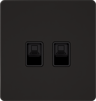 Розетка компьютерная двойная System Electric Infinity RJ45 6A кат., полярная ночь FSE001088