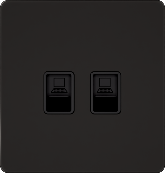 Розетка компьютерная двойная System Electric Infinity RJ45 6A кат., полярная ночь FSE001088