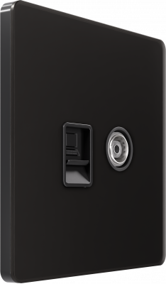 Розетка TV и интернет розетка System Electric Infinity RJ 45, 5 кат., полярная ночь FSE001089