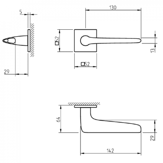 Ручка Tupai 4164 5SQ-153 мат черный R ф/з