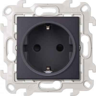 Розетка с заземлением и шторками Schuko 2Р+Е 16A 250В~, цвет графит, Simon 24 Harmonie