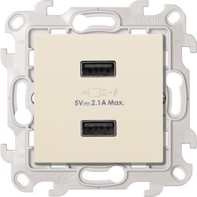 Зарядное устройство 2хUSB 5В 2.4A 230В~, цвет слоновая кость, Simon 24 Harmonie