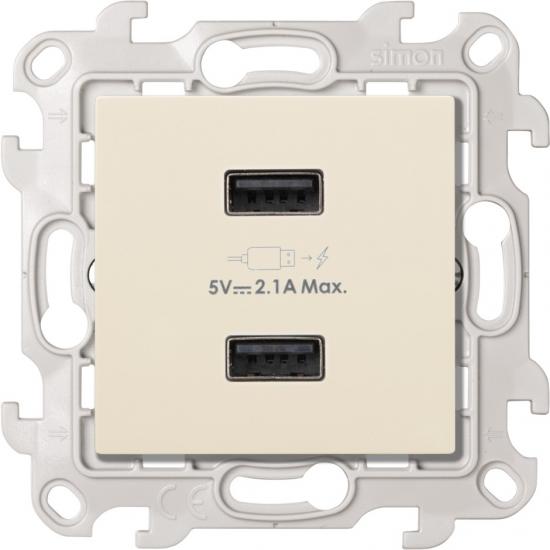 Зарядное устройство 2хUSB 5В 2.4A 230В~, цвет слоновая кость, Simon 24 Harmonie