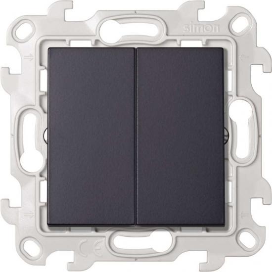 Двухклавишный выключатель 10AX 250В~, цвет графит, Simon 24 Harmonie
