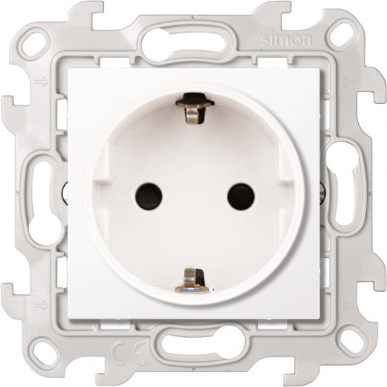 Розетка с заземлением и шторками Schuko 2Р+Е 16A 250В~, цвет белый, Simon 24 Harmonie