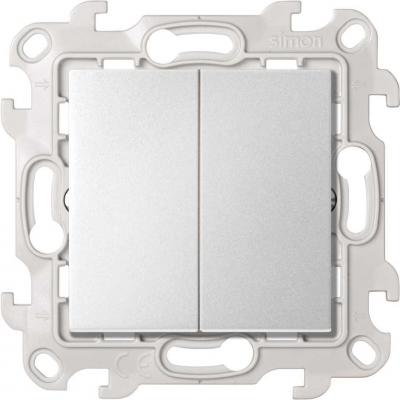Двухклавишный выключатель 10AX 250В~, цвет алюминий, Simon 24 Harmonie