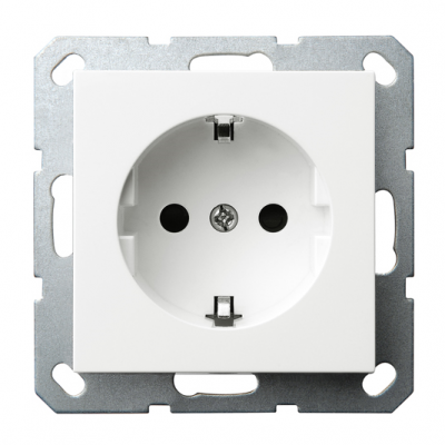 Розетка 220в с заземлением (2к+з), белый глянец