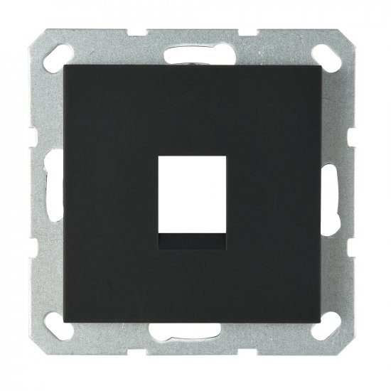Накладка с суппортом для 1-го информационного разъема Keystone, черный матовый