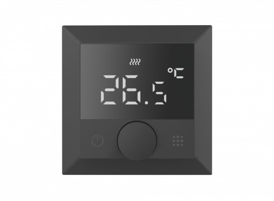 Термостат с датчиком пола, программируемый с Wi-Fi , 16 A, 55*55 мм.черный, ручка настройки