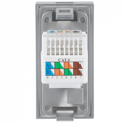 Розетка DEC RJ45 UTP кат.6, 1мод., алюм. матовая (22.5х45мм)