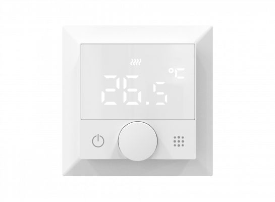 Термостат с датчиком пола, программируемый, 16 A, 55*55 мм.белый, ручка настройки