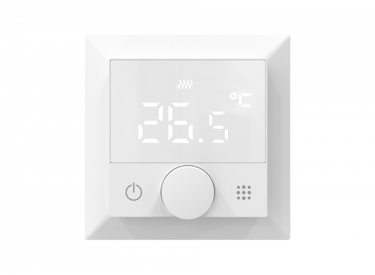 Термостат с датчиком пола, программируемый, 16 A, 55*55 мм.белый, ручка настройки