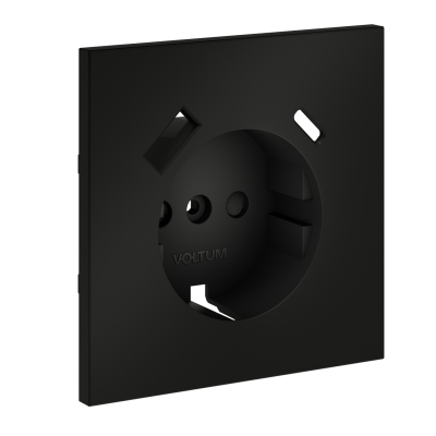 Накладка для розетки с заземлением и защитными шторками, с USB A+C, S70 (черный матовый)