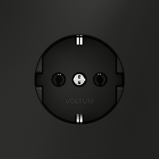 Розетка встраиваемая VOLTUM S70 с заземлением 16А, (черный матовый)