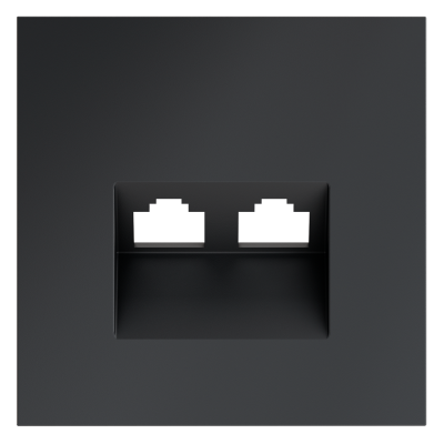 Накладка для розетки компьютерной двойной RJ45+RJ45 кат.6, S70 (графит)