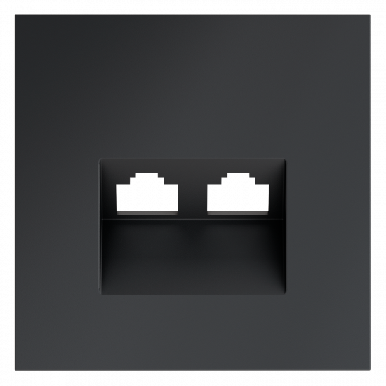 Накладка для розетки компьютерной двойной RJ45+RJ45 кат.6, S70 (графит)