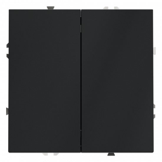 Выключатель с самовозвратом встраиваемый VOLTUM S70 двухклавишный 10А, (графит)