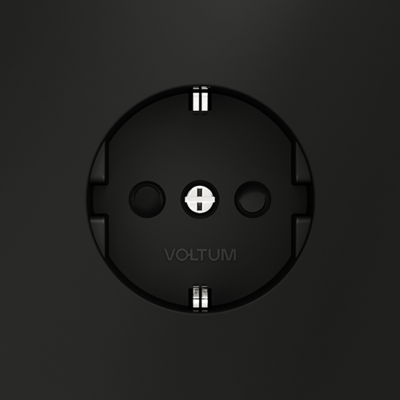 Розетка встраиваемая VOLTUM S70 с заземлением и защитными шторками, 16А, (черный матовый)