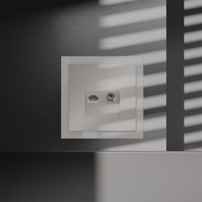 Розетка телевизионная встраиваемая VOLTUM S70 TV+RJ45 кат. 6, (кашемир)