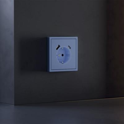 Накладка для розетки с заземлением и защитными шторками, с USB A+C, S70 (деним)
