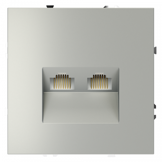 Розетка компьютерная встраиваемая VOLTUM S70 двойная RJ45+RJ45 кат.6, (сталь)