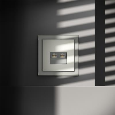 Розетка компьютерная встраиваемая VOLTUM S70 двойная RJ45+RJ45 кат.6, (сталь)