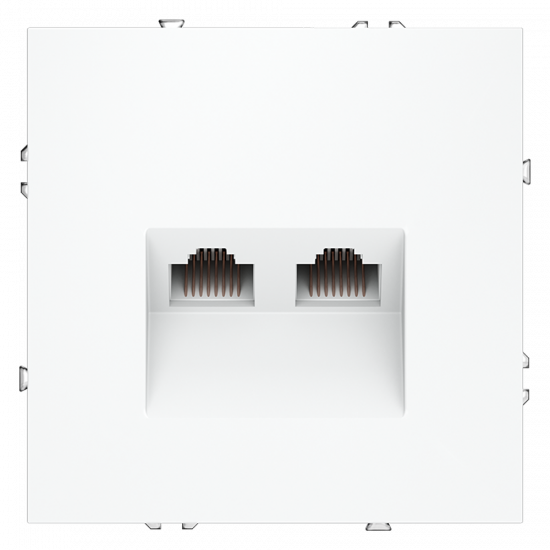 Розетка компьютерная встраиваемая VOLTUM S70 двойная RJ45+RJ45 кат.6, (белый матовый)