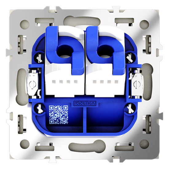 Розетка компьютерная встраиваемая VOLTUM S70 двойная RJ45+RJ45 кат.6, (сталь)