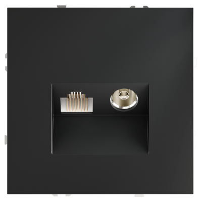 Розетка телевизионная встраиваемая VOLTUM S70 TV+RJ45 кат. 6, (графит)
