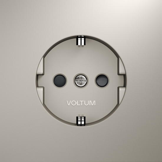 Розетка встраиваемая VOLTUM S70 с заземлением и защитными шторками, 16А, (кашемир)