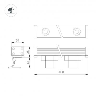 Линейный прожектор AR-LINE-1000-36W Warm3000