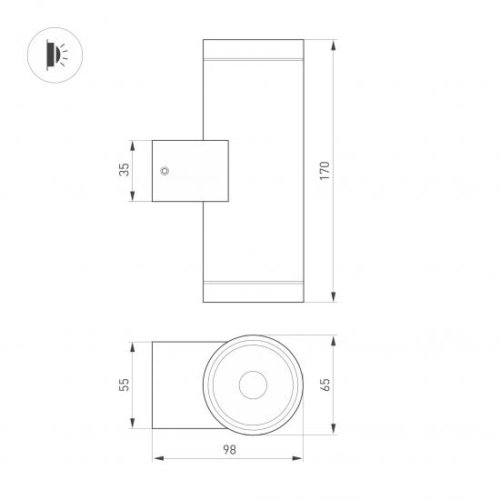 LGD-RAY-WALL-TWIN-R65-2x9W Day4000